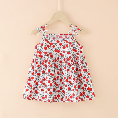Floral Print Kids Girls Sleeveless Camisole Leisure Dresses childrensterritory