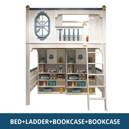 Kids Modren Bunk Bed with Bookcase and Wardrobe childrensterritory