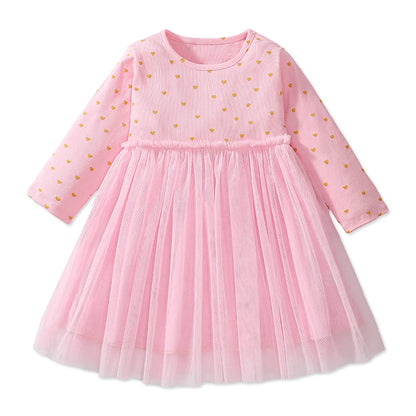Girls Long Sleeves Floral Princess Mesh Dresses childrensterritory