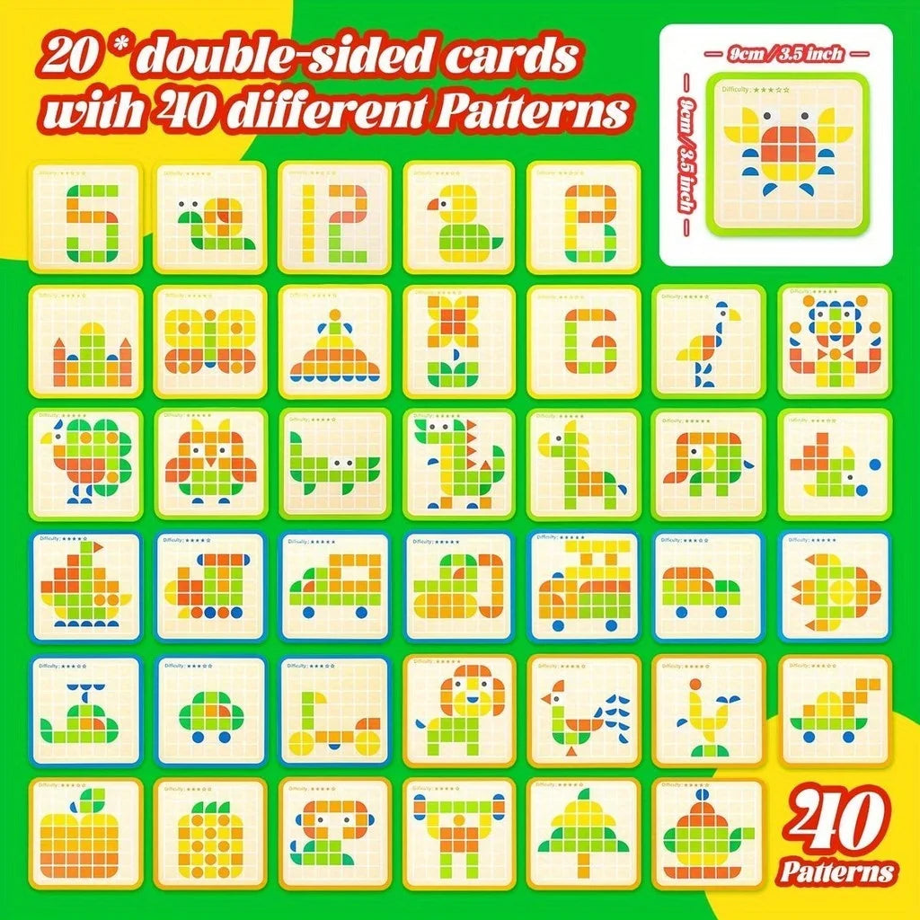 3D Geometric Shape 120Pcs Wooden Mosaic Puzzle Toy childrensterritory