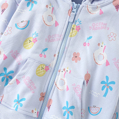 Cartoon Print Hooded Kids Cotton Sweatshirts childrensterritory