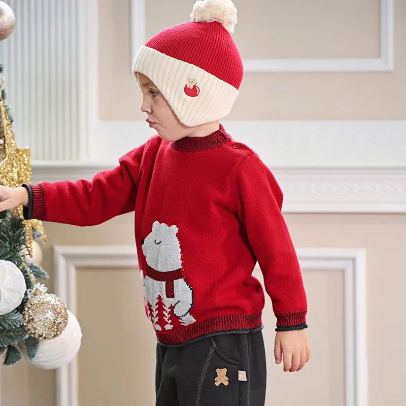 Casual O Neck Warm Knitted Toddler Sweater for Christmas childrensterritory