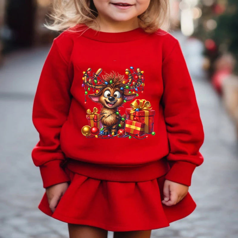 Boys &amp; Girls Elk Deer Print Christmas Sweatshirts childrensterritory