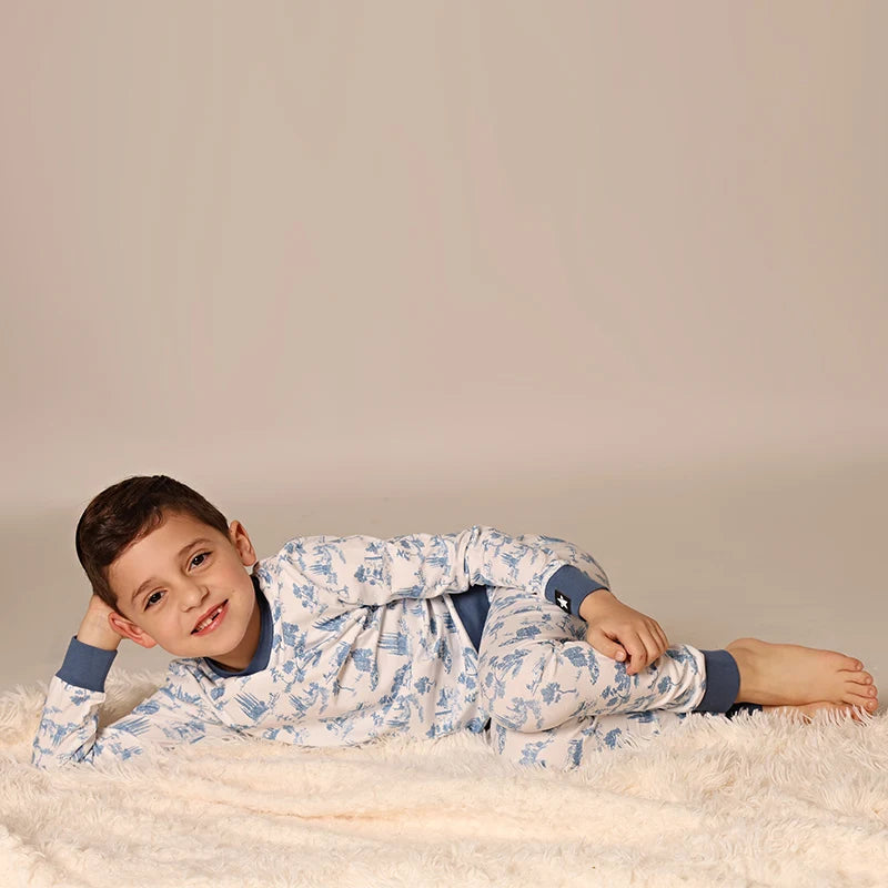 Baby and Kids Printed French Toile Cozy Pajamas and Footies