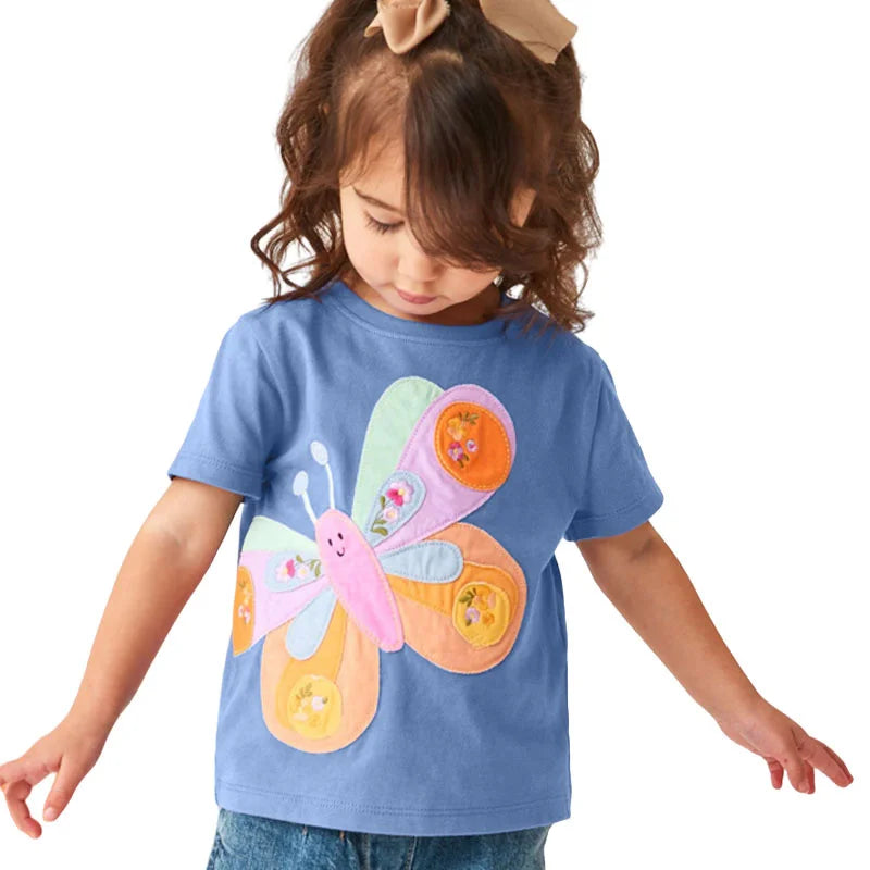 Short-Sleeve Butterfly Print Girls&