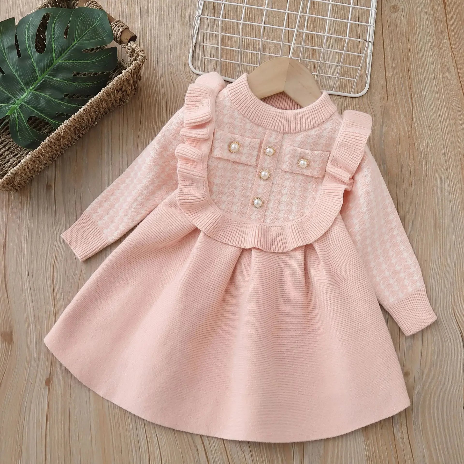 Girls’ Long-Sleeved Warm Casual Dresses
