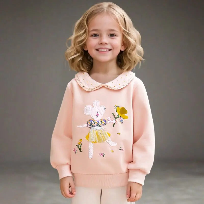 Mouse Ballet Appliques Design Little Girls Sweatshirt