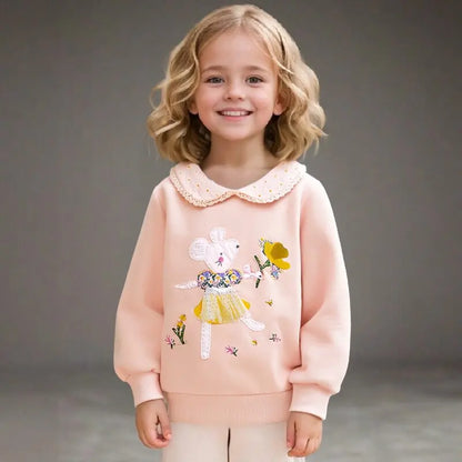 Mouse Ballet Appliques Design Little Girls Sweatshirt childrensterritory