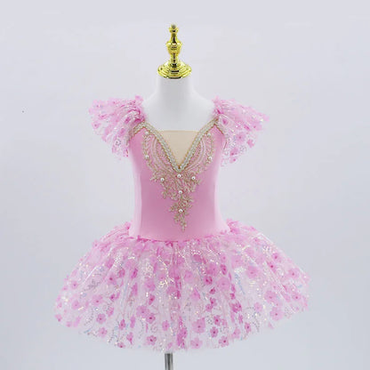 Modern Sequined Flower Tutu Ballet Dresses For Girls childrensterritory