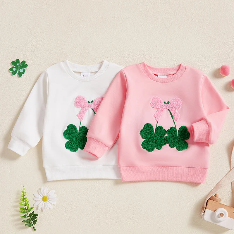 Casual Embroidered Irish Sweatshirt for Little Girls childrensterritory
