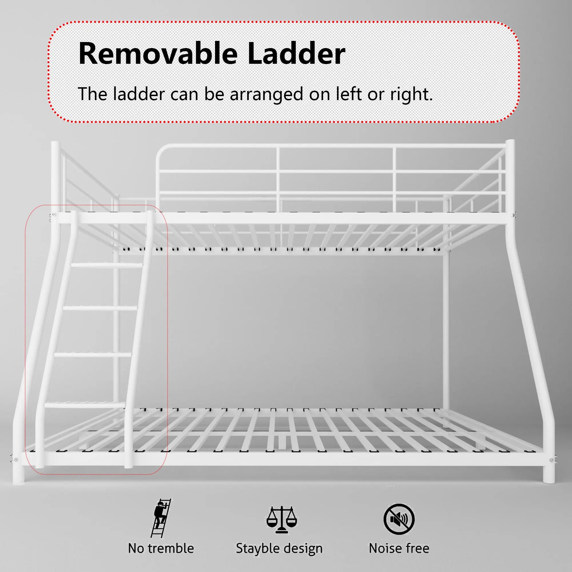 Cozy Twin Oversized Metal Bunk Bed with Padded Sides childrensterritory