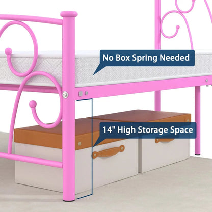 Adjustable Queen-Size Metal Platform Bed Frame With Headboard childrensterritory