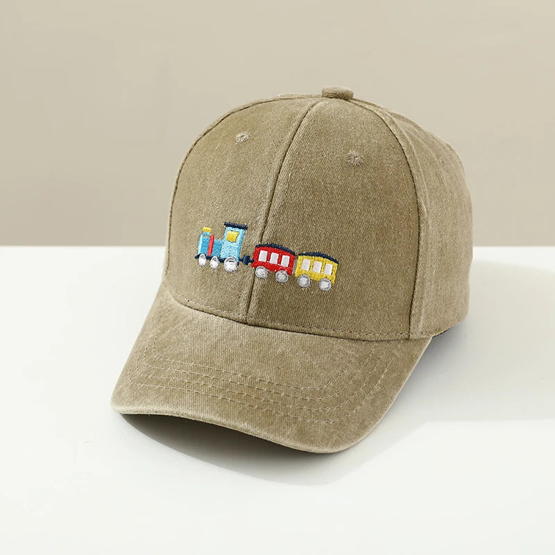 Cartoon Trains Embroidered Summer Sports Hats for Kids childrensterritory