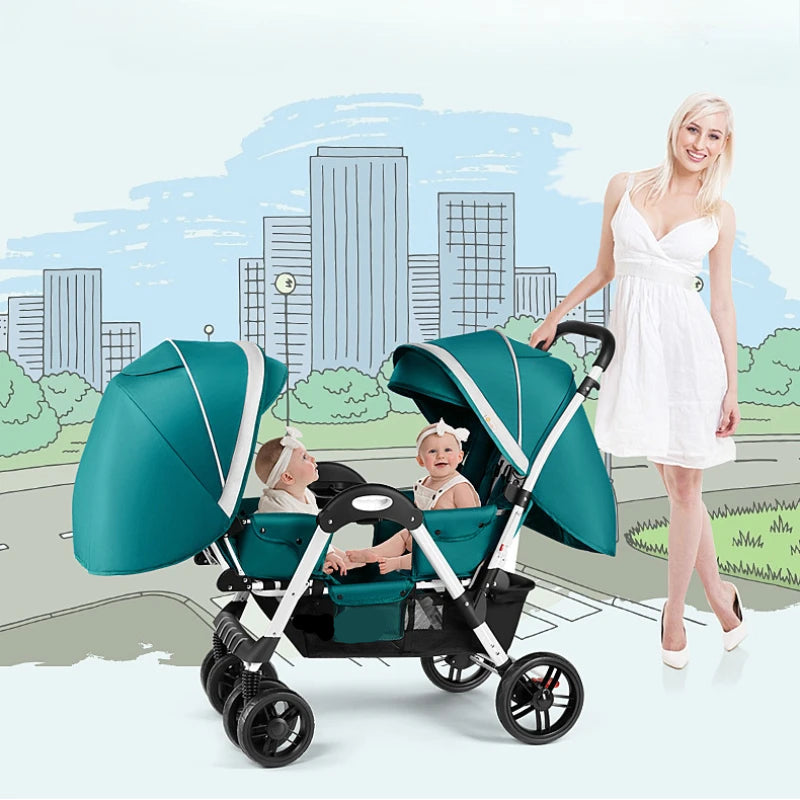 Removable and Washable Twin Umbrella Baby Stroller