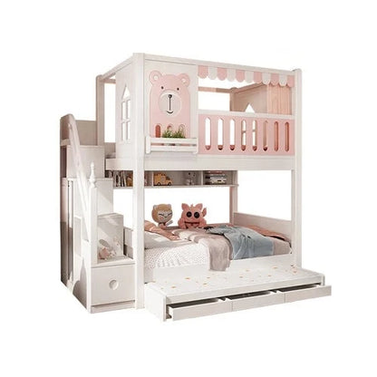 Kids Castle Bunk Bed with Treehouse and High Guardrails childrensterritory