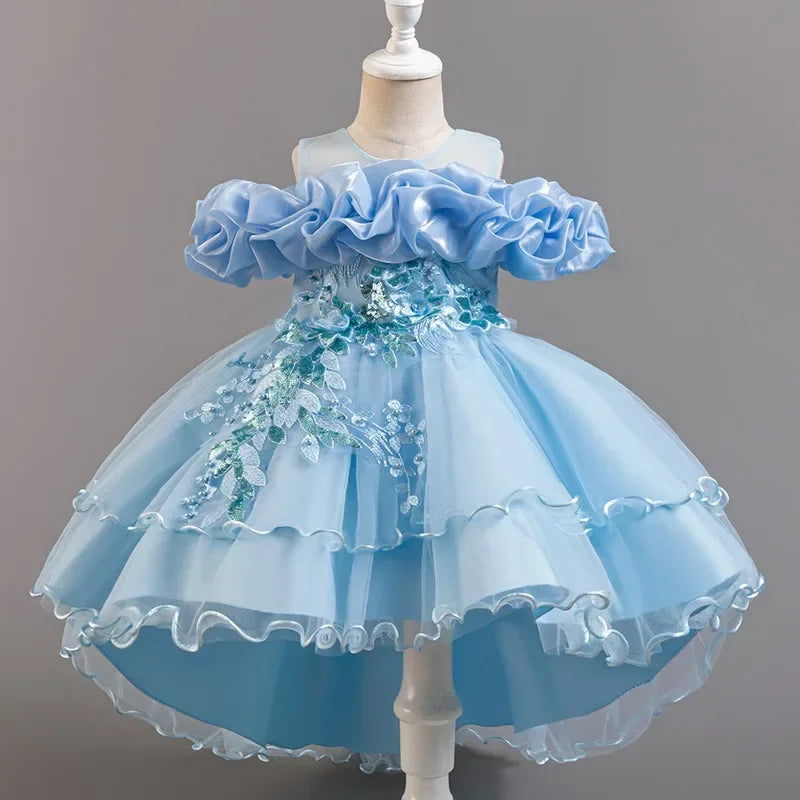 Beaded Sequined First Birthday Party Dresses for Baby Girls