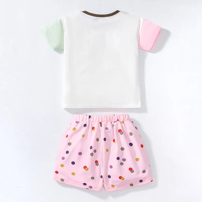 Kids Girls Cartoon Animals Design Cotton Tops + Pants Clothes Set childrensterritory