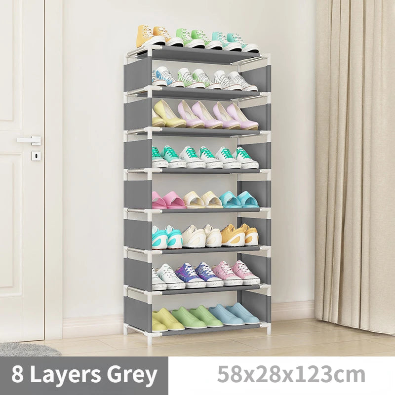 4/6/8-layer Shoe Organizer Stackable Canvas Rack for Home childrensterritory
