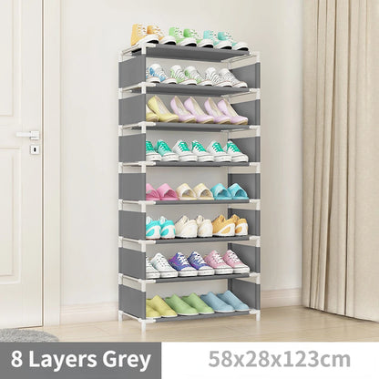 4/6/8-layer Shoe Organizer Stackable Canvas Rack for Home childrensterritory
