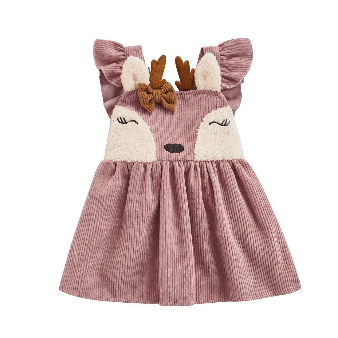 Baby Girl Cartoon Designed Corduroy Mini Dress