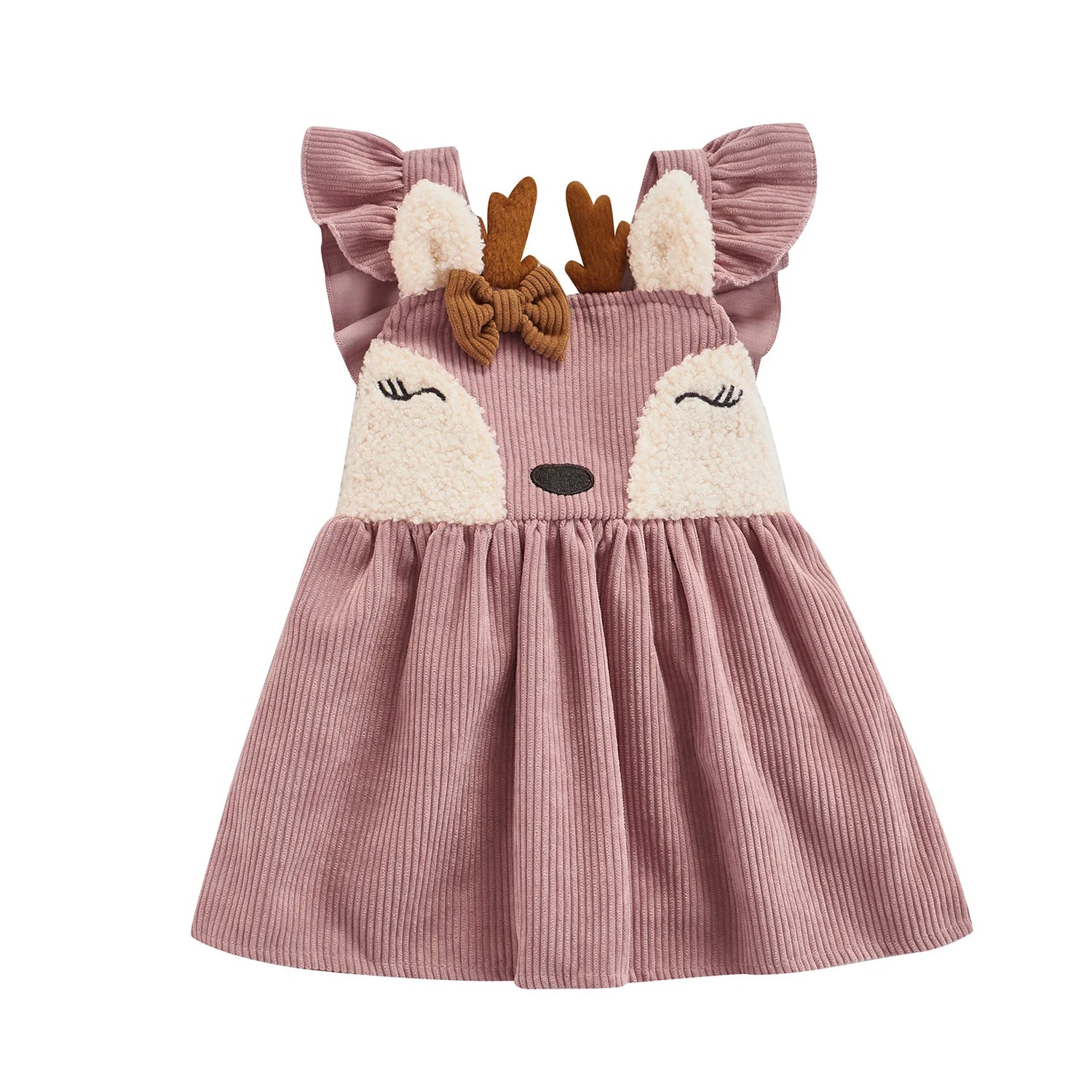 Baby Girl Cartoon Designed Corduroy Mini Dress