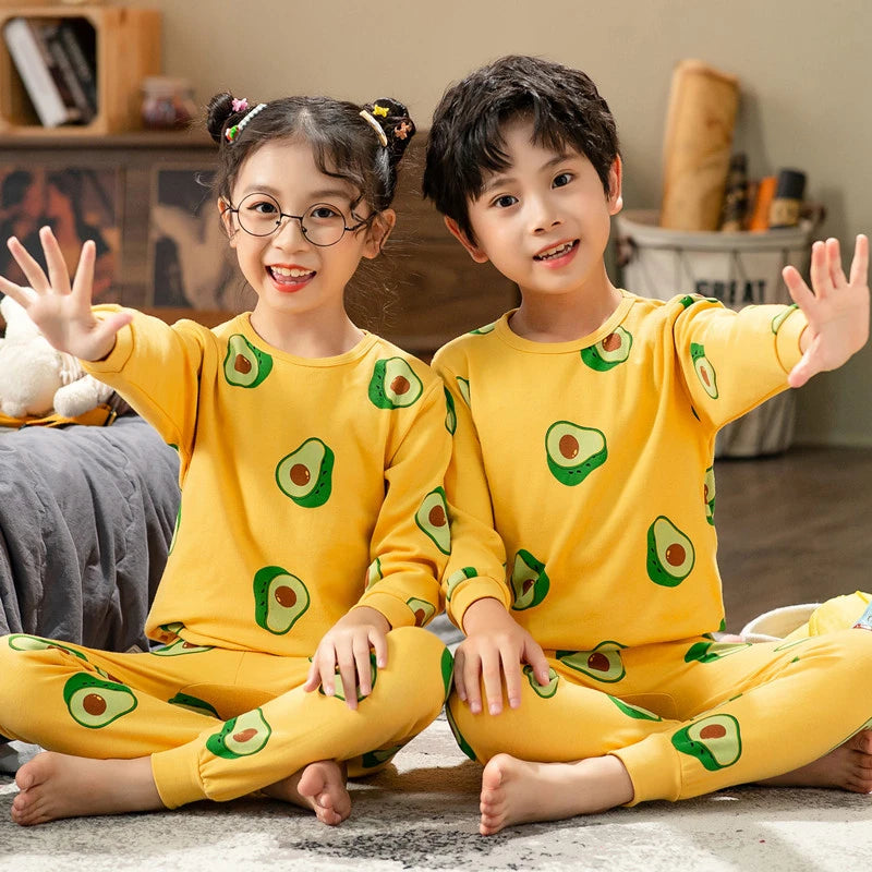 Long Sleeve Cartoon Design Kids Winter Warm Pajamas Sets childrensterritory