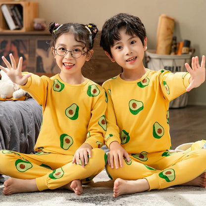 Long Sleeve Cartoon Design Kids Winter Warm Pajamas Sets childrensterritory