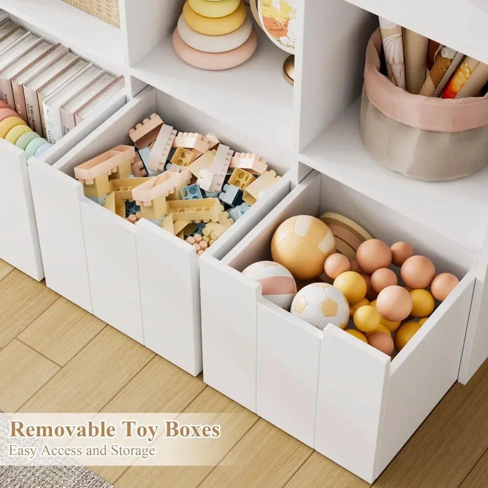 Large 55.3" Wooden Toy Storage Desk and Organizer