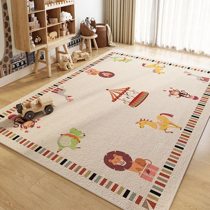 Cartoon Print Stain Resistant Anti Slip Kids Room Carpet childrensterritory