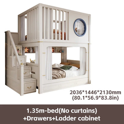 Solid Wooden Multifunctional Kids Bunk Beds with Ladder childrensterritory