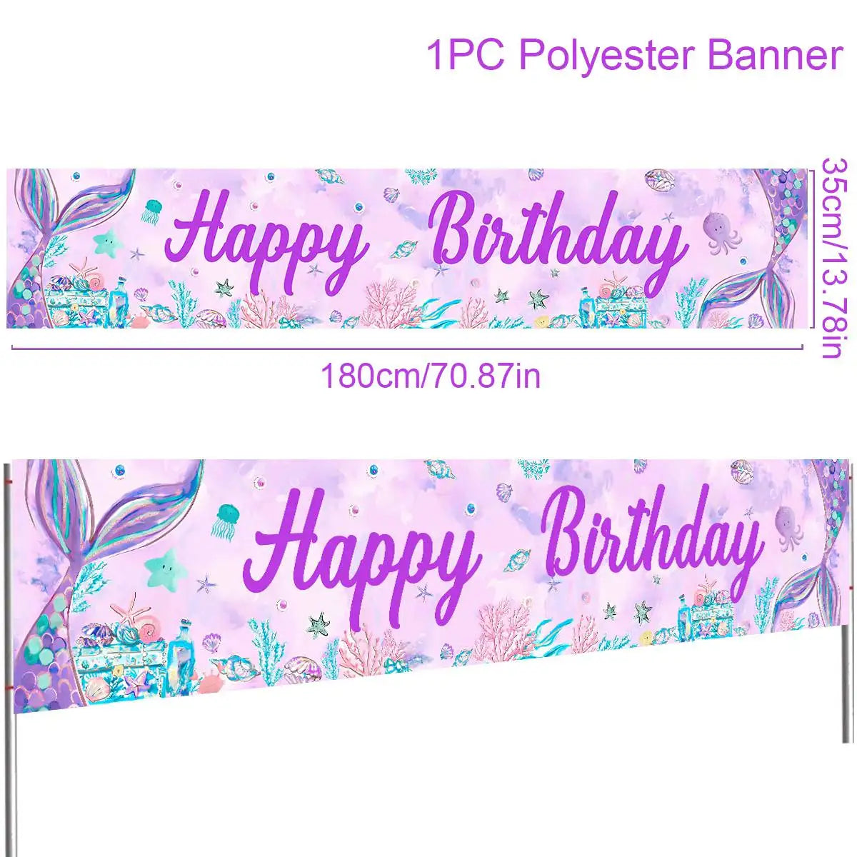 Mermaid-themed Kids Birthday Party Decorations and Tableware Set