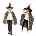 Kids Black Purple Red Carnival Cloak with Witch Hat