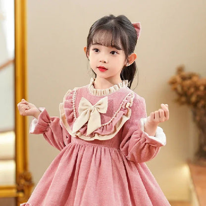 Baby Girls’ Elegant Long-Sleeve Winter Dresses