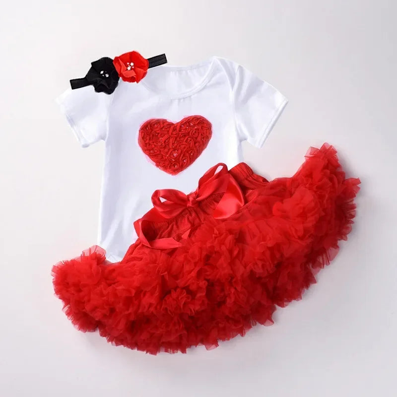 Newborn Girls White Bodysuit with Pettiskirt Tutu Outfits childrensterritory