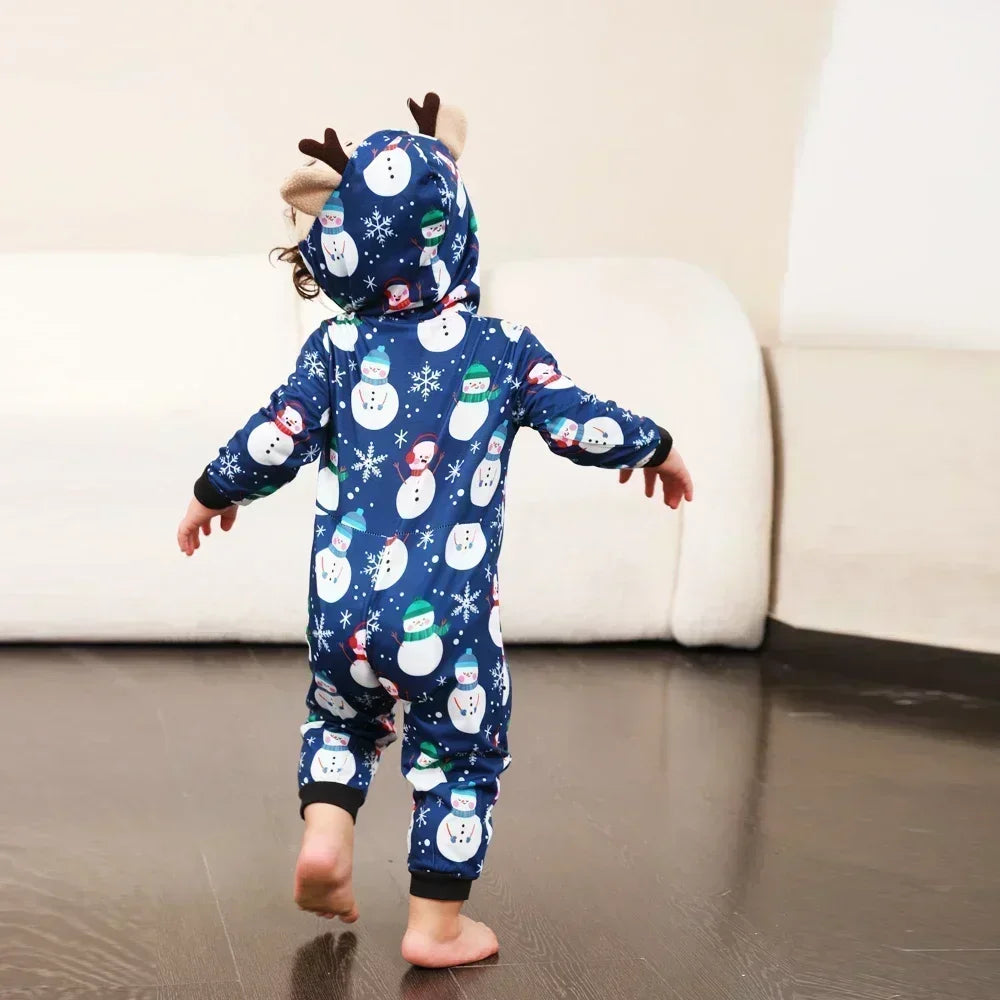 Warm Snowman Print Christmas Matching Pajamas for Family