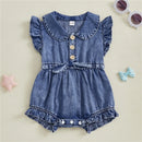 Baby Girls Denim Blue Cotton Romper