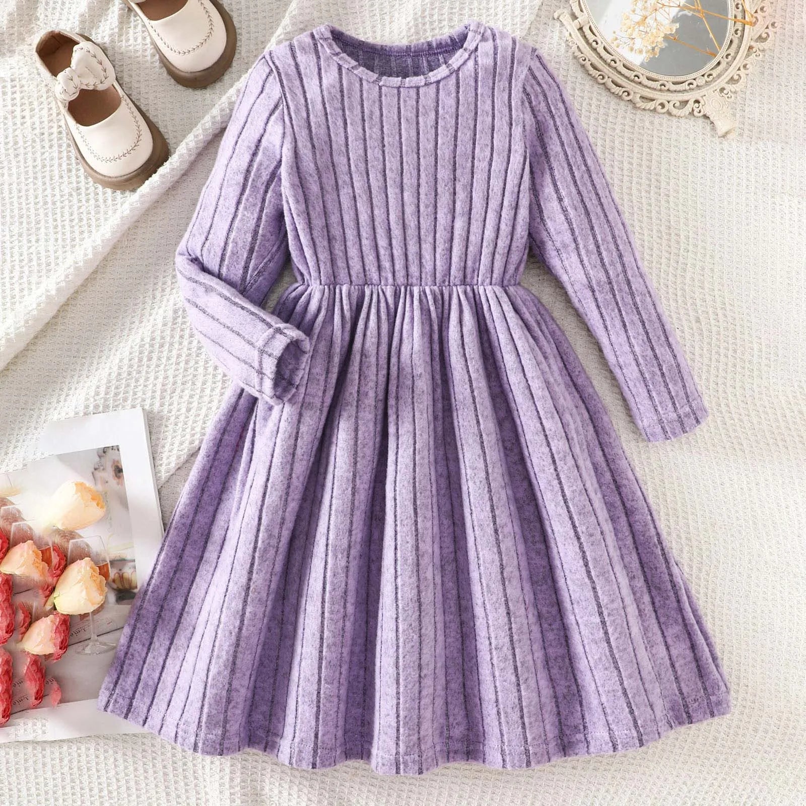 Girls’ Long-Sleeve Elegant Winter Dresses