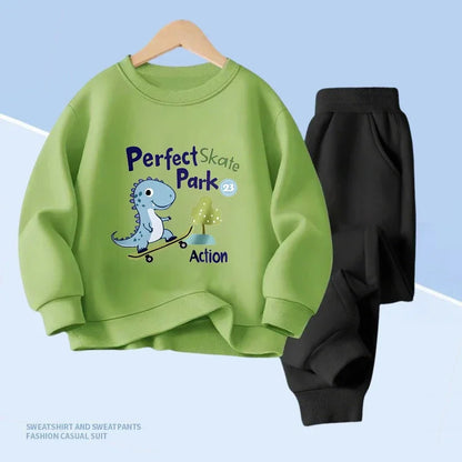 Kids 2pcs Dinosaur Printed Hoodie + Pants Set