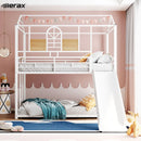 Kids' High Quality Twin Over Twin Metal Bunk Bed with Slide childrensterritory