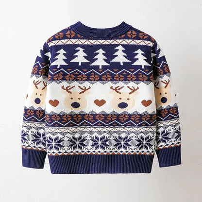 Cartoon Deer Design Knitted Christmas Sweaters For Kids childrensterritory