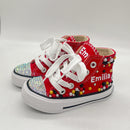 Kids Girls Pink Sparkle Gold Rhinestones Canvas Sneakers