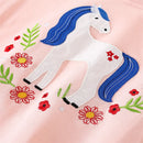Unicorn and Ice Cream Embroidery Summer Tops for Girls