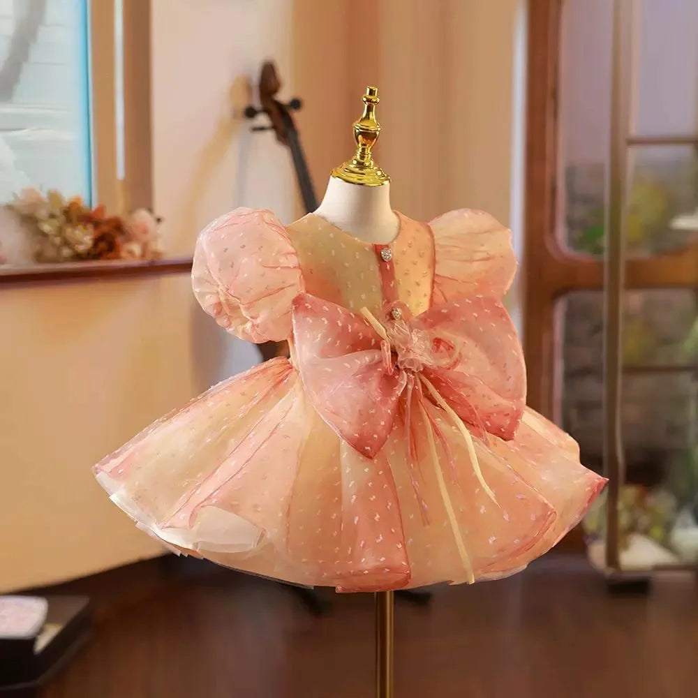 Elegant Bow Design Little Girls Princess Party Dress
