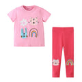 Kids Girls Cartoon Design Tops + Leggings Summer Outfits childrensterritory