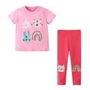 Kids Girls Cartoon Design Tops + Leggings Summer Outfits childrensterritory