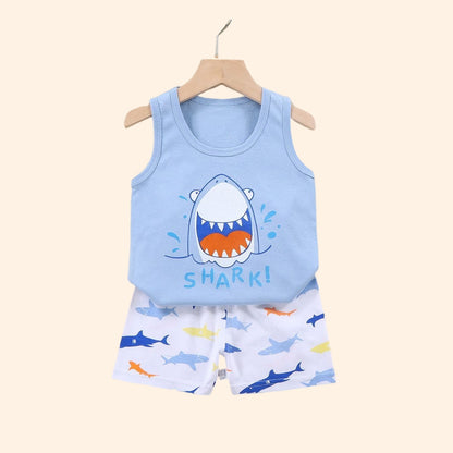 2PCS Cotton T-Shirts and Shorts Set for Toddler Boys Girls childrensterritory