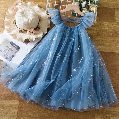 Elegant Sequin Birthday Princess Dress for Girls 3–8 Years