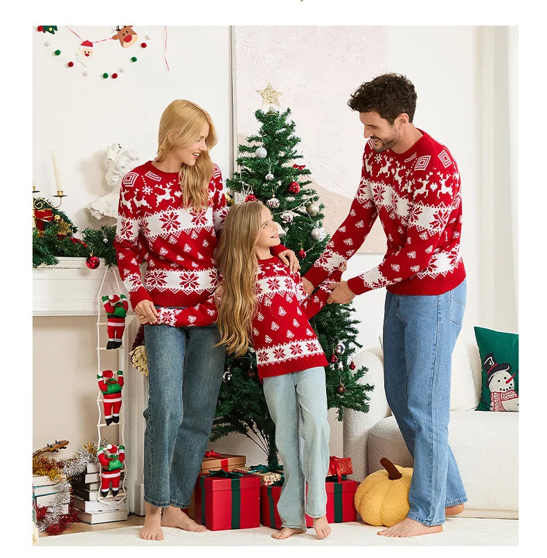 Cartoon-Design Long-Sleeve Family Matching Winter Sweater