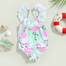 Flamingo Print Backless Kid Girl Beachwear Jumpsuit childrensterritory