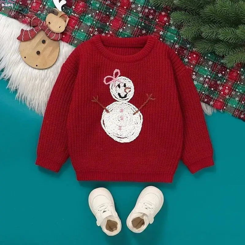 Kids Embroidery Design Long Sleeves Winter Sweater